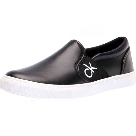 Calvin Klein Women’s CK Logo Faux Leather Slip-On Sneakers