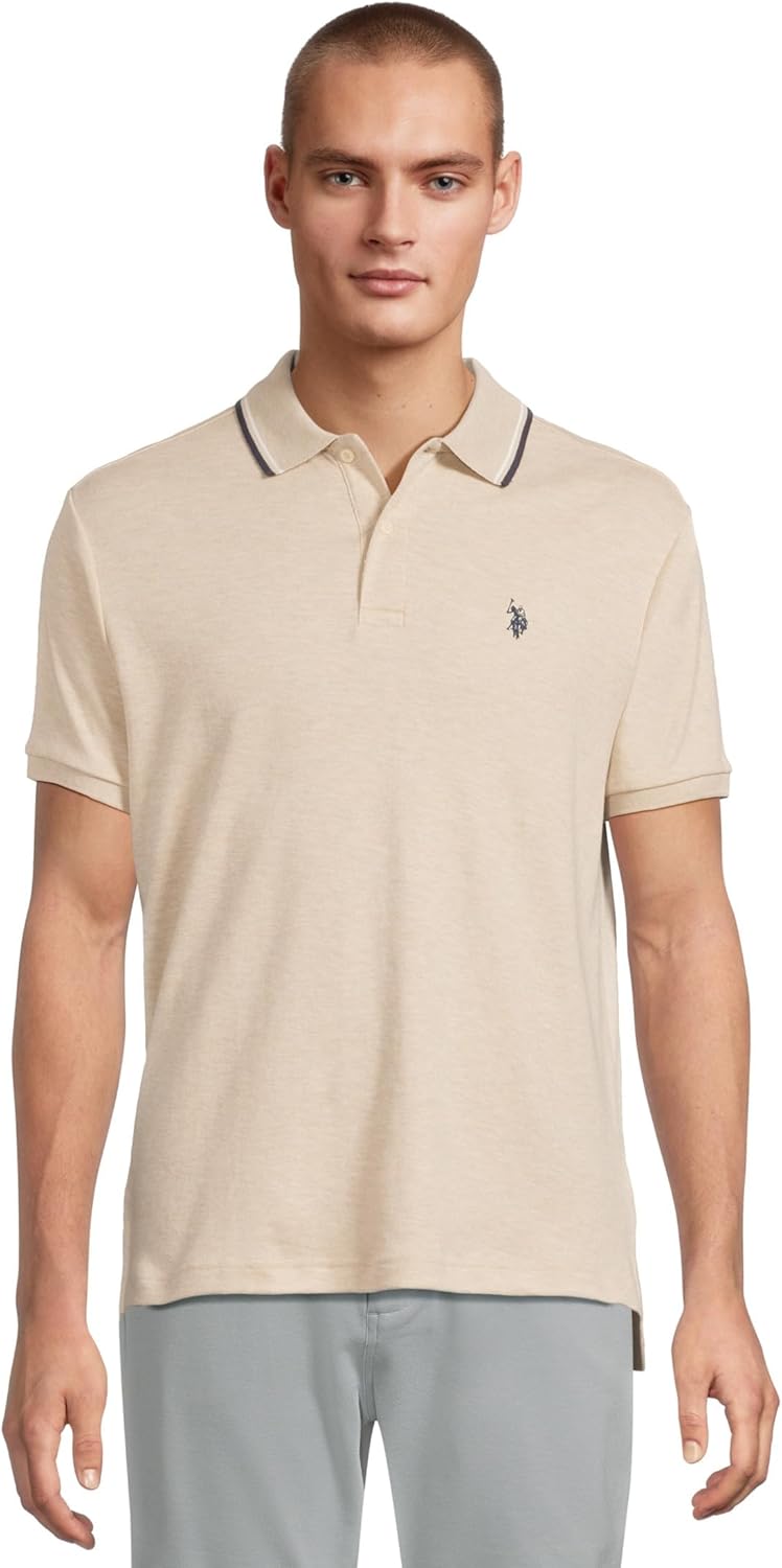 U.S. POLO ASSN. Men's Slim Fit Tipped Interlock Knit Polo
