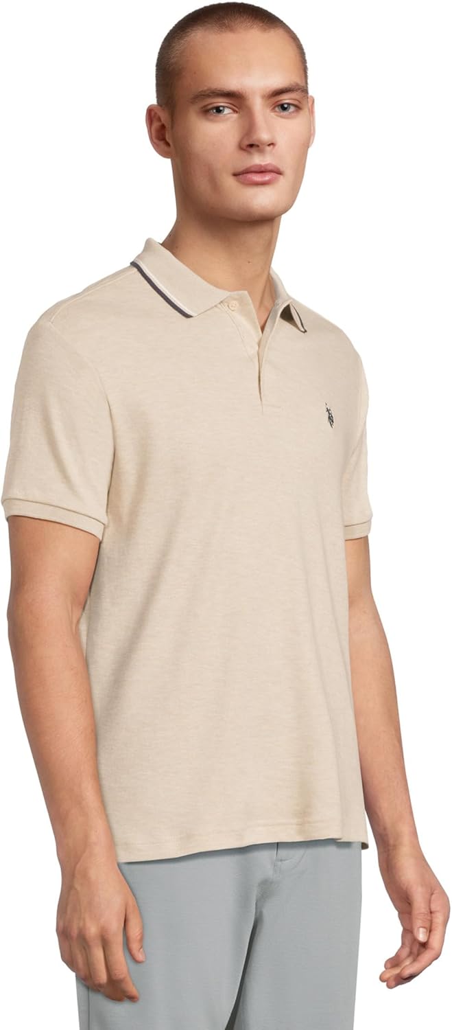U.S. POLO ASSN. Men's Slim Fit Tipped Interlock Knit Polo