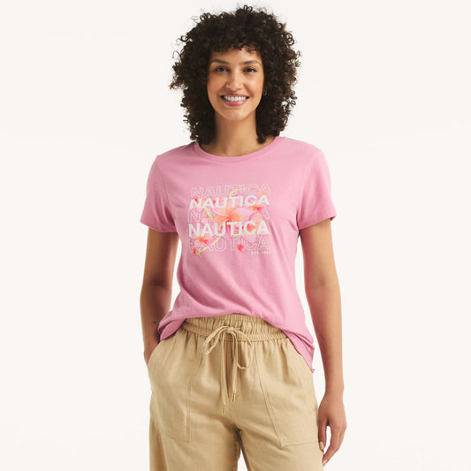 Náutica glitter floral logo graphic t-shirt Women’s