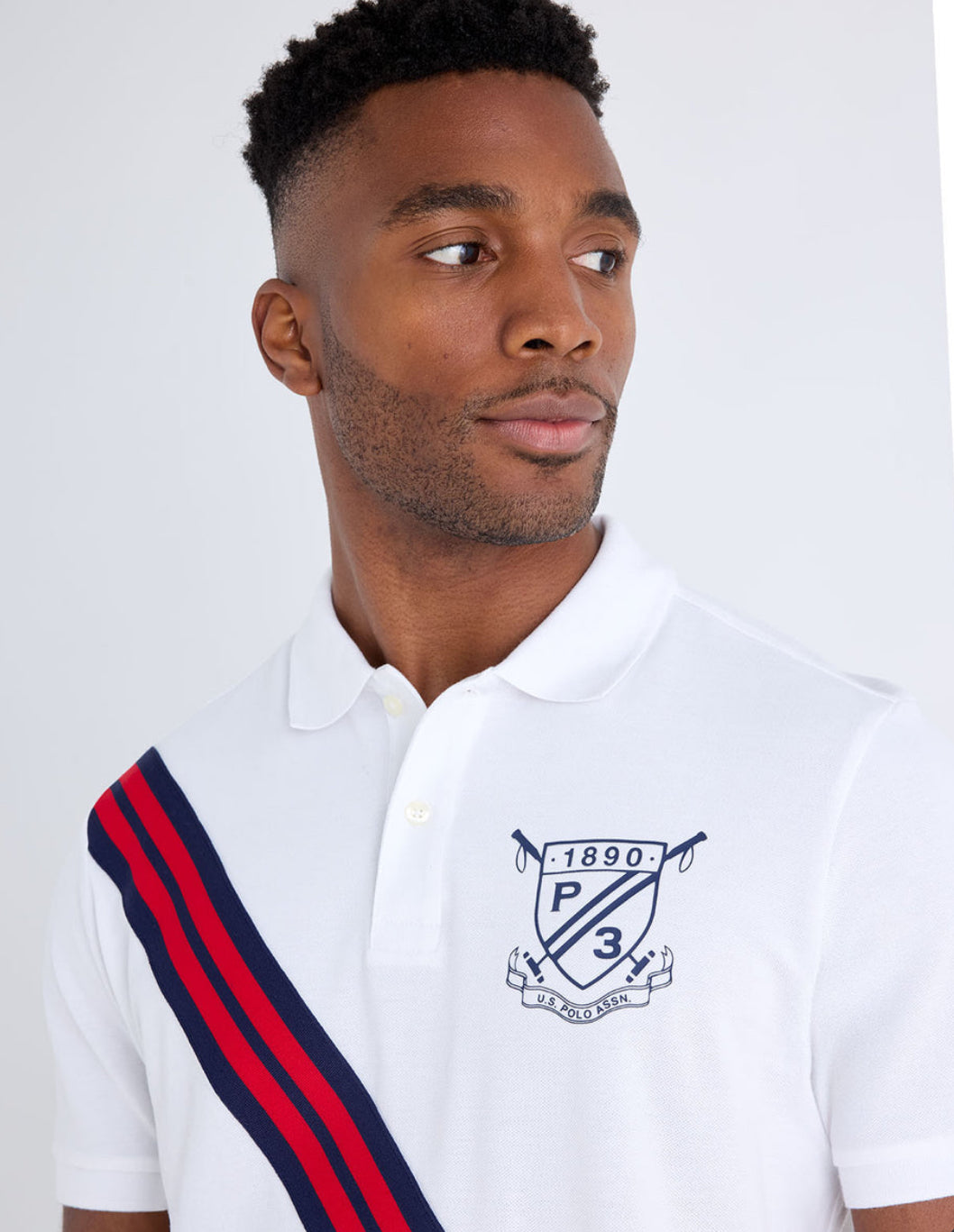 U.S Polo Rib knit sash crest pique polo shirt Men’s