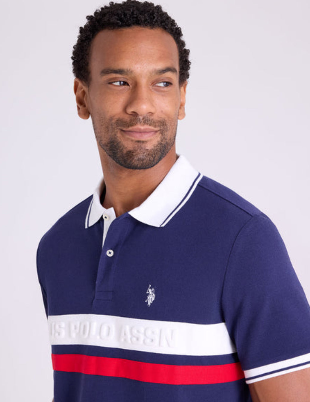 U.S Polo pique color block zipper polo shirt