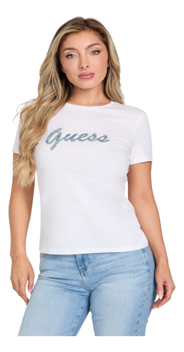 Guess Playera Guess Dama Blanca Logo Script
