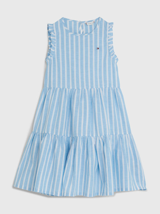Tommy Hilfiger Stripe Ruffle Tiered Sleeveless Dress