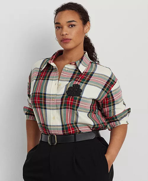 Ralph Lauren Women's Bullion Checked Plaid Twill Shirt