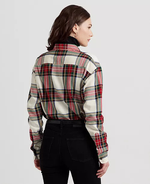 Ralph Lauren Women's Bullion Checked Plaid Twill Shirt