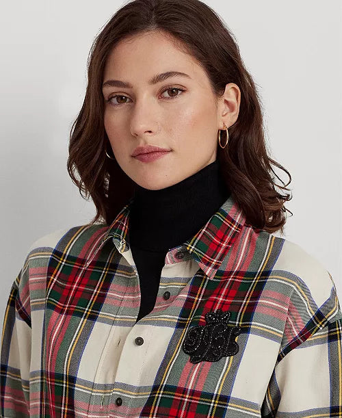 Ralph Lauren Women's Bullion Checked Plaid Twill Shirt