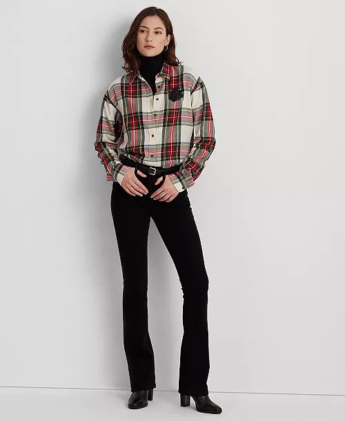 Ralph Lauren Women's Bullion Checked Plaid Twill Shirt