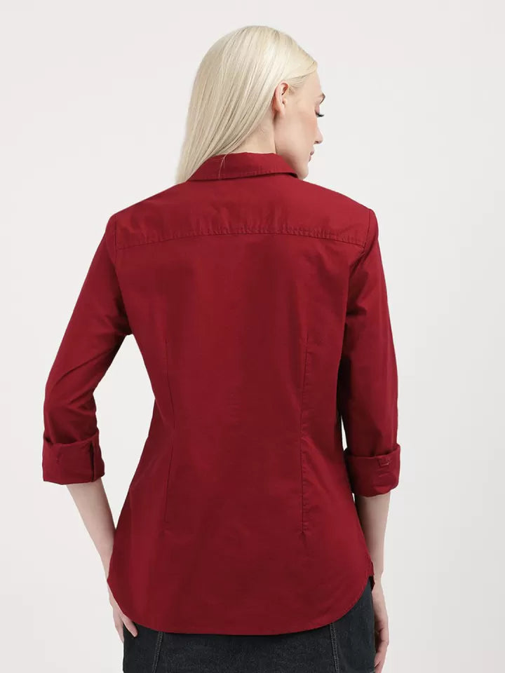Tommy Hilfiger Maroon Cotton Shirt