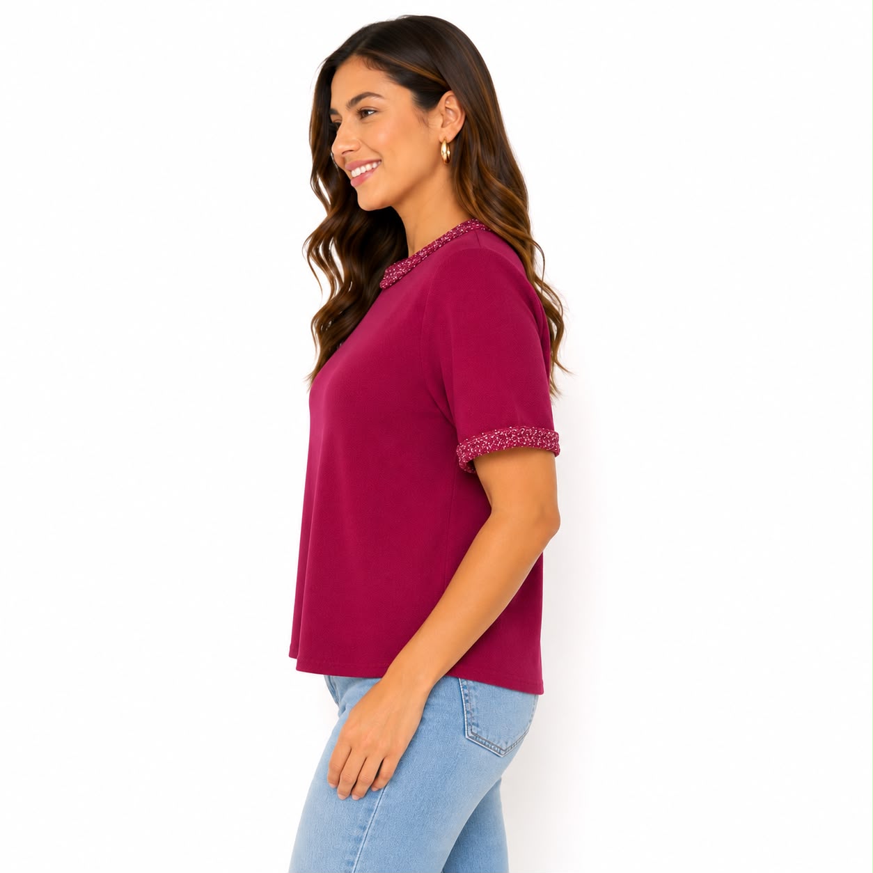 Nanette Lepore short sleeve sweater in wine color