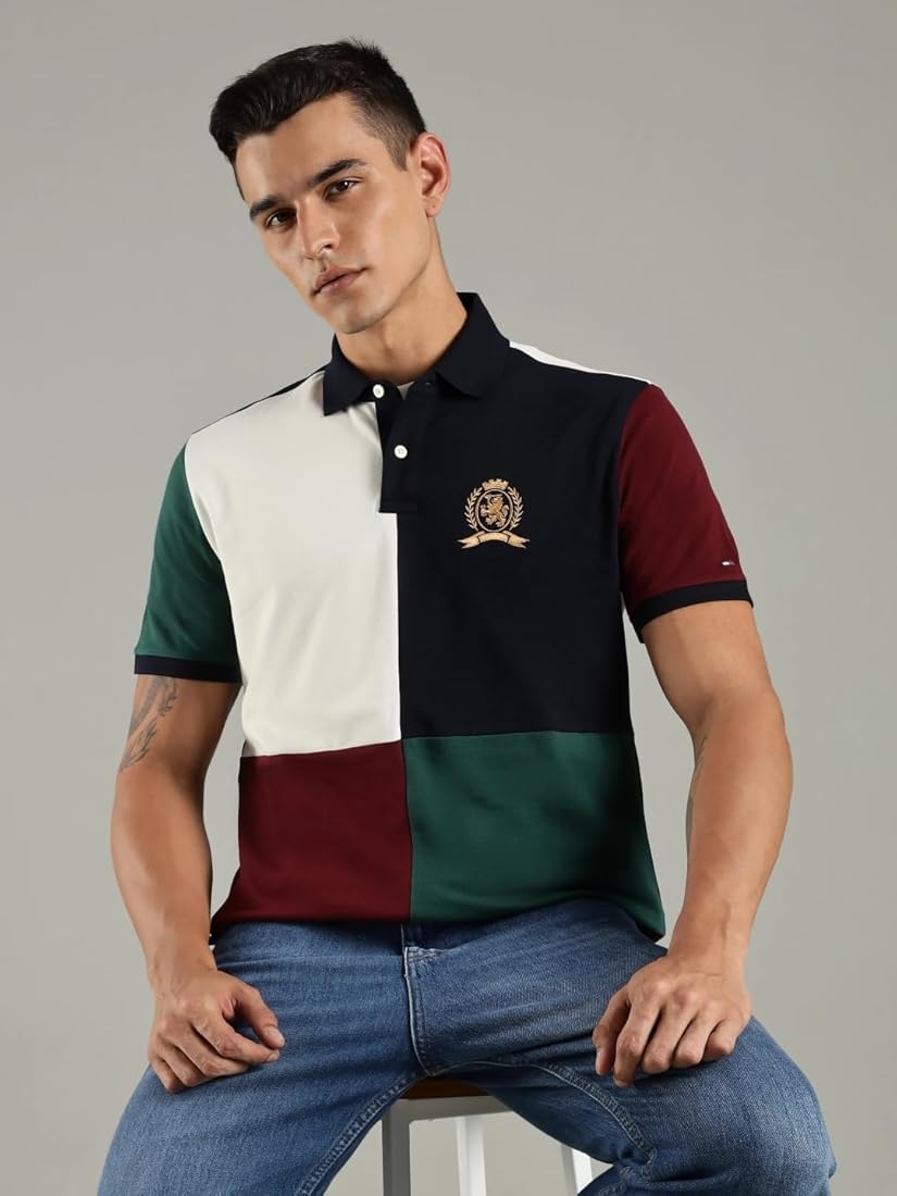 Tommy Hilfiger Colorblock Regular Fit Cotton Polo T-Shirt