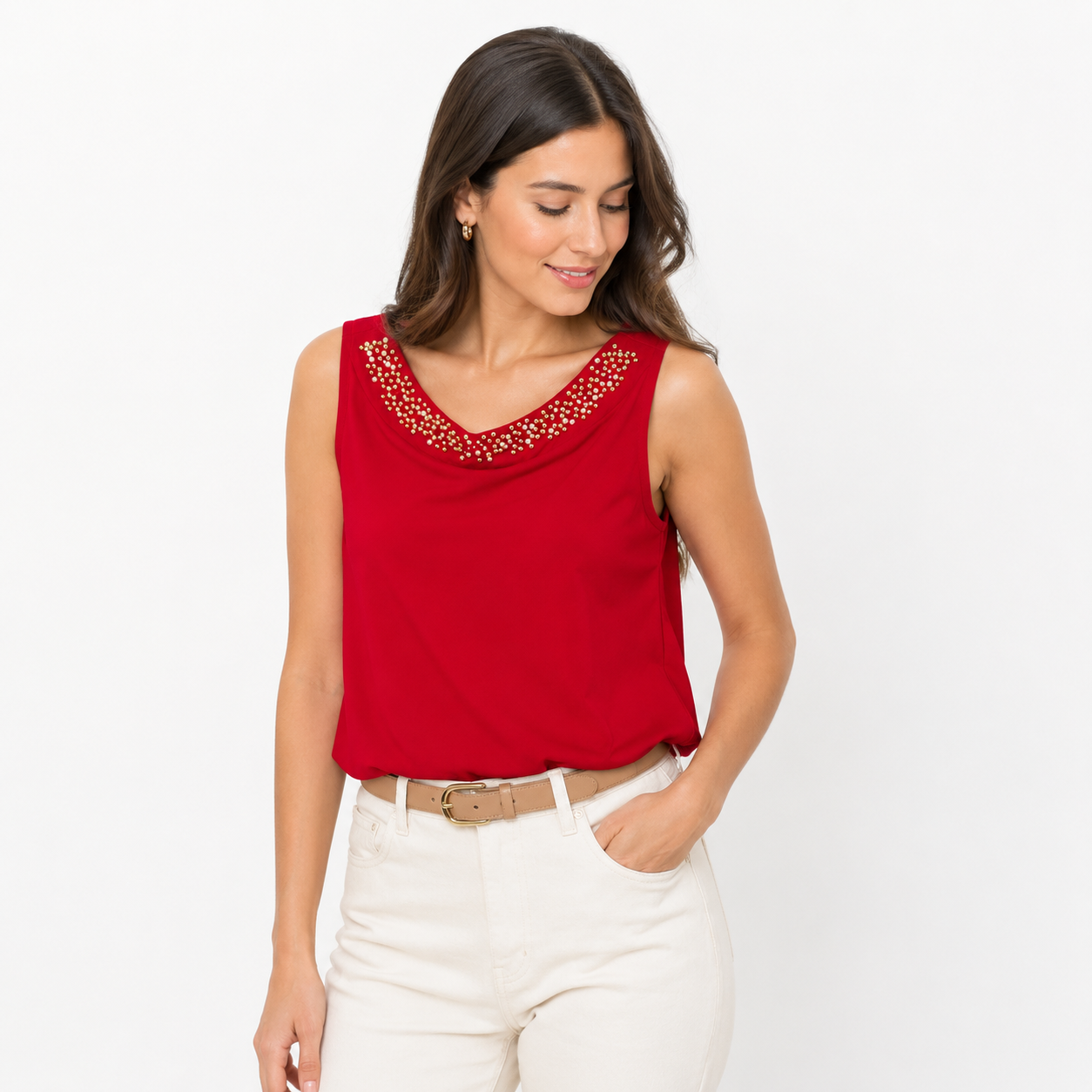 Annalee + Hope Red sleeveless blouse Women’s