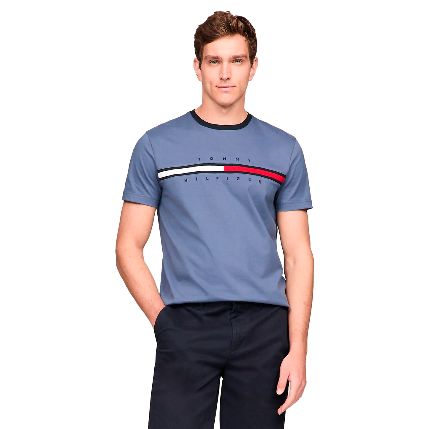 Tommy Hilfiger Men's Regular Fit Flag Embroidered Crew Neck T-Shirt