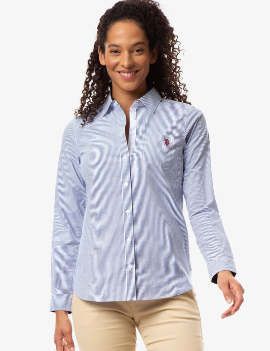 U.S Polo Assn Striped Poplin Long Sleeve Shirts