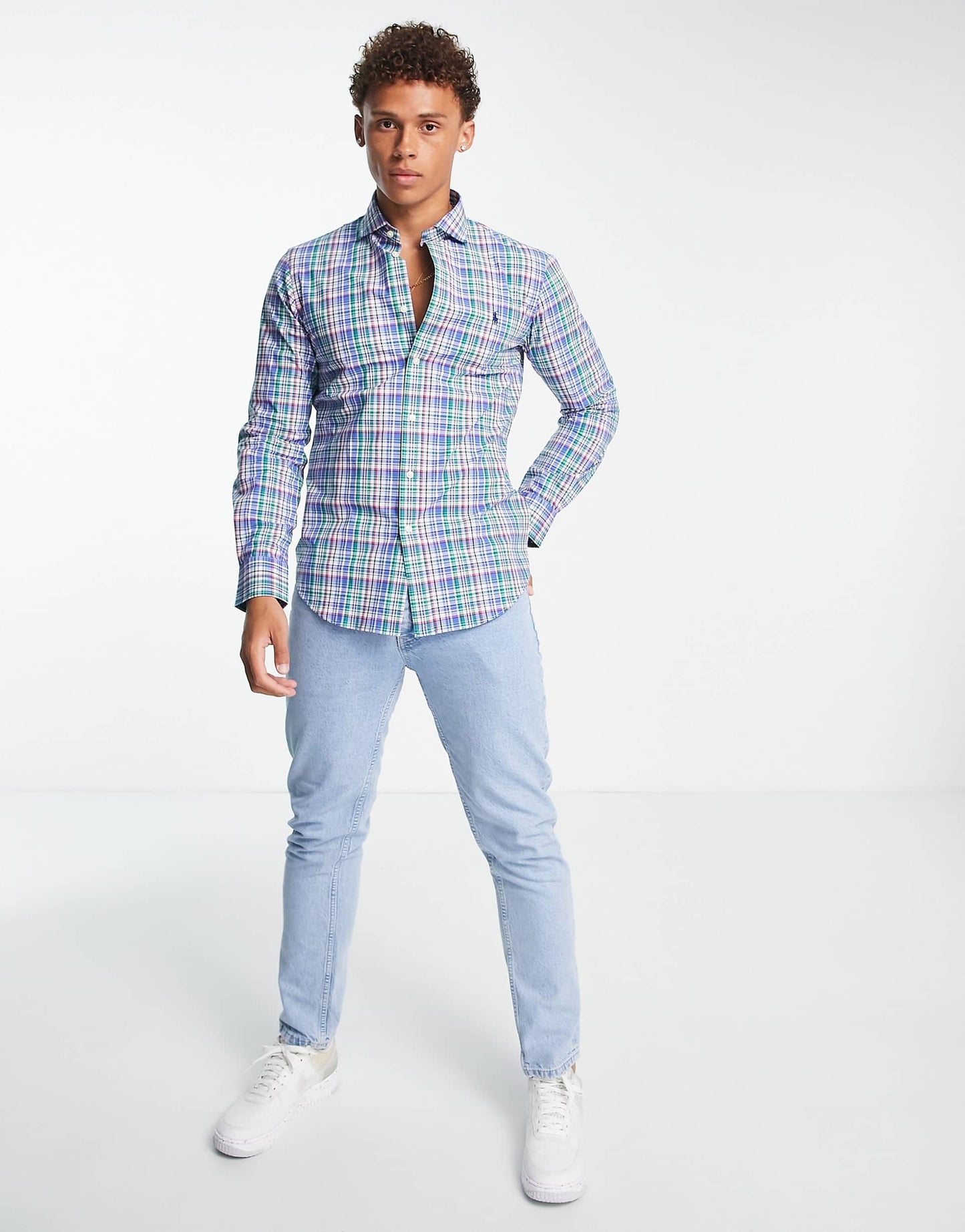 Ralph Lauren Polo Ralph Lauren icon logo check poplin shirt slim fit estate collar