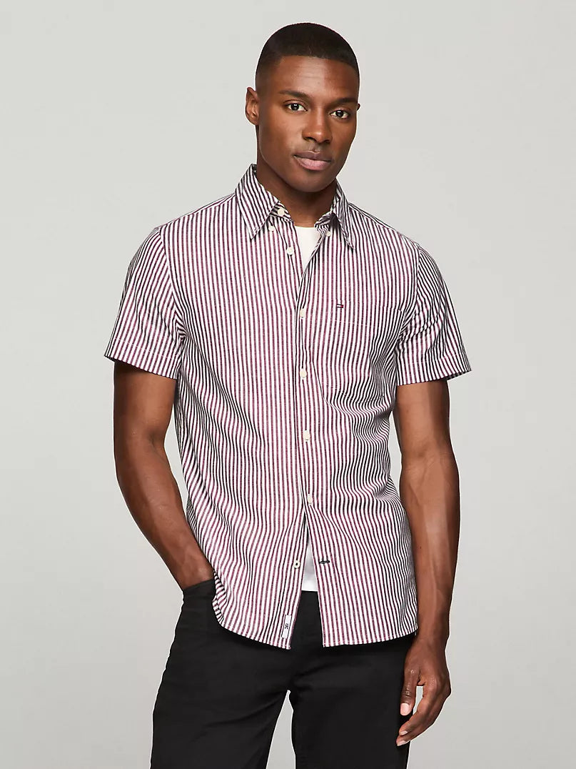 Tommy Hilfiger Slim Fit Short-Sleeve Stripe Poplin Shirt