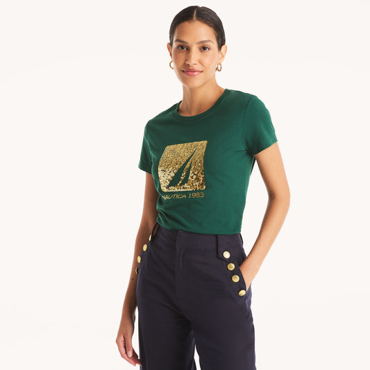 Nautica sequin 1983 graphic t-shirt