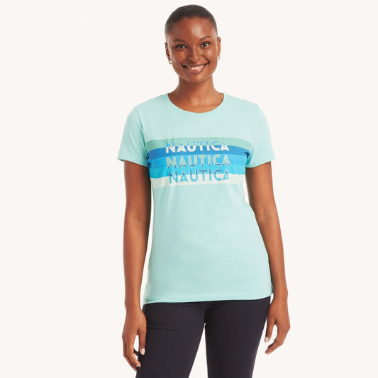 Nautica glitter logo graphic t-shirt