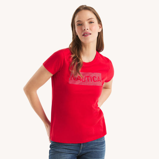 Nautica rhinestone logo graphic t-shirt
