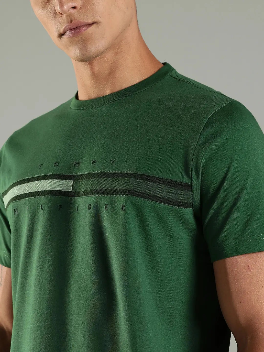 Tommy Hilfiger Men’s  Brand Logo Printed Round Neck Cotton T-Shirt