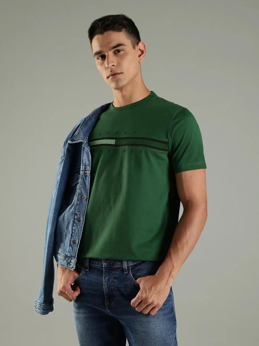 Tommy Hilfiger Men’s  Brand Logo Printed Round Neck Cotton T-Shirt