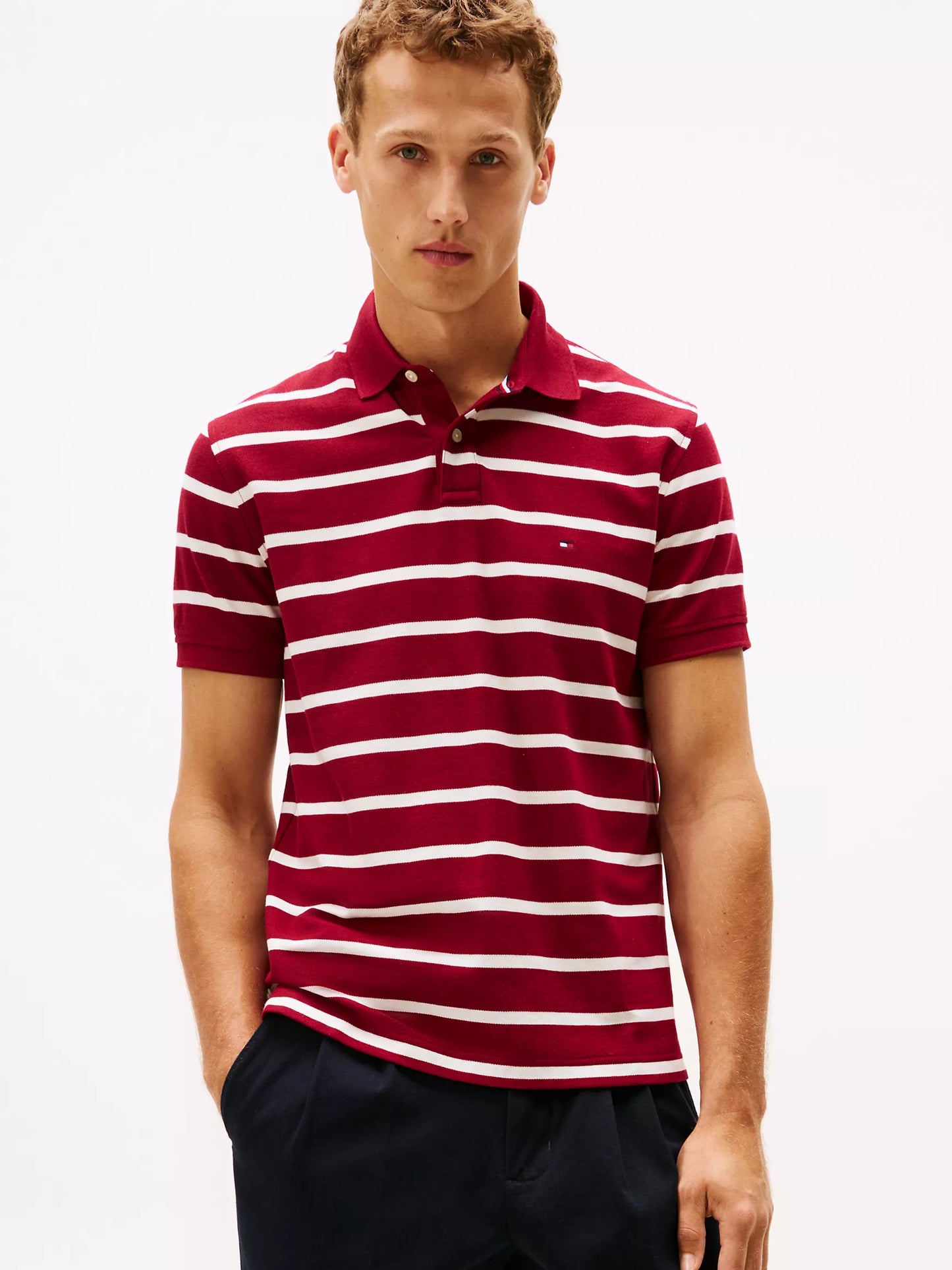 Tommy Hilfiger Regular Fit Stripe Wicking Polo