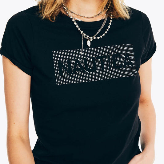 Nautica Rhinestone Logo Graphic T-Short