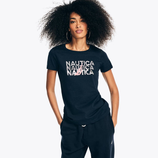 Nautica brand icon foil graphic t-shirt