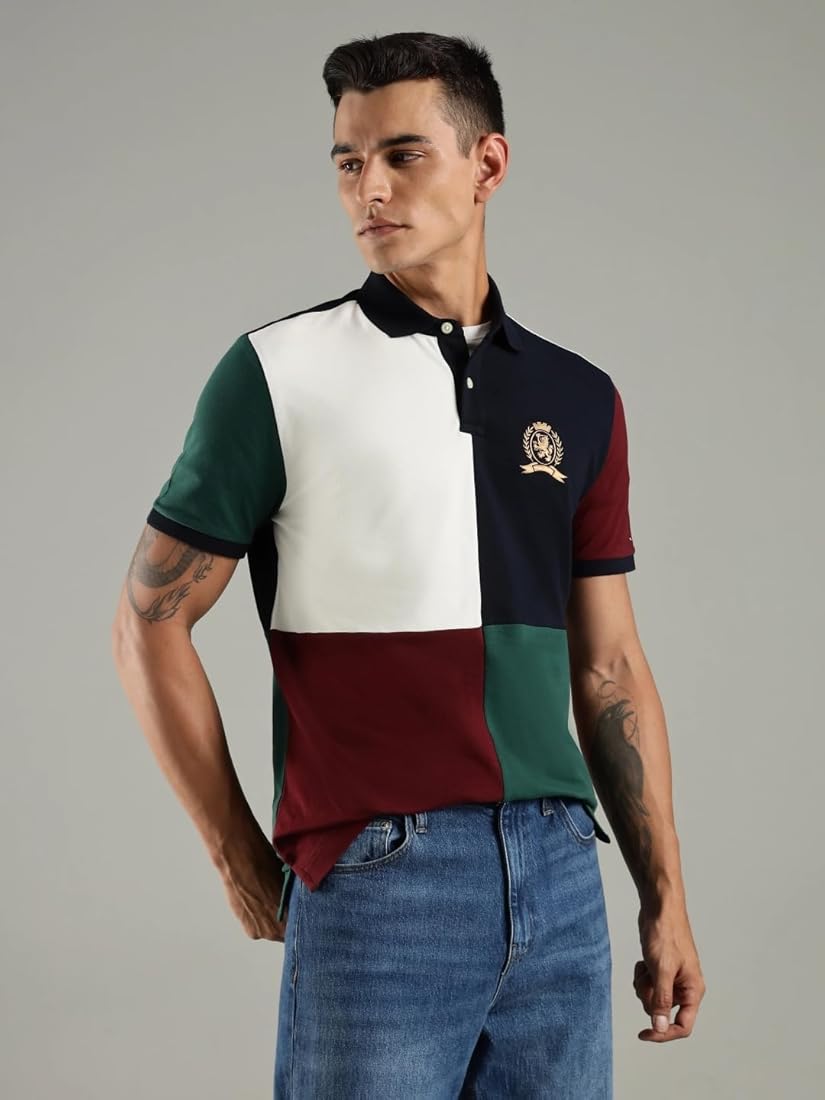 Tommy Hilfiger Colorblock Regular Fit Cotton Polo T-Shirt