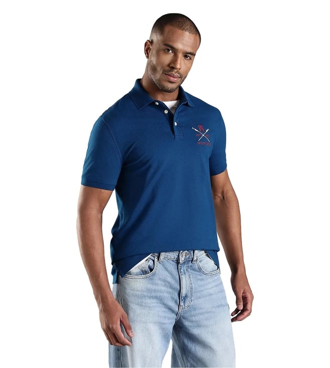 Tommy Hilfiger Blue Cotton Regular Fit Polo T-Shirt