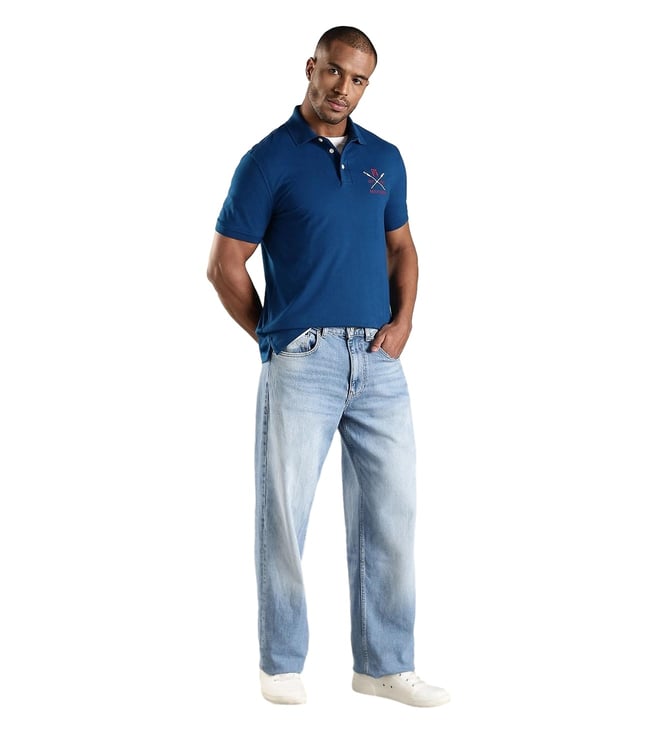 Tommy Hilfiger Blue Cotton Regular Fit Polo T-Shirt