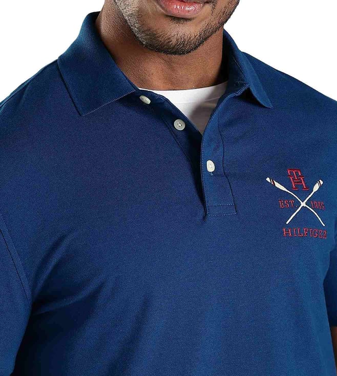 Tommy Hilfiger Blue Cotton Regular Fit Polo T-Shirt