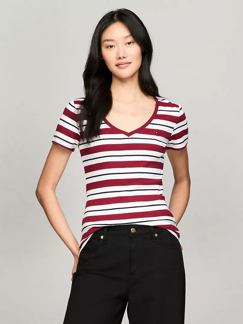 Tommy Hilfiger-Stripe V-Neck Favorite T-Shirt