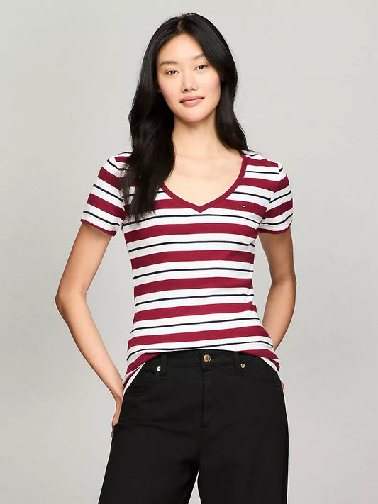 Tommy Hilfiger-Stripe V-Neck Favorite T-Shirt
