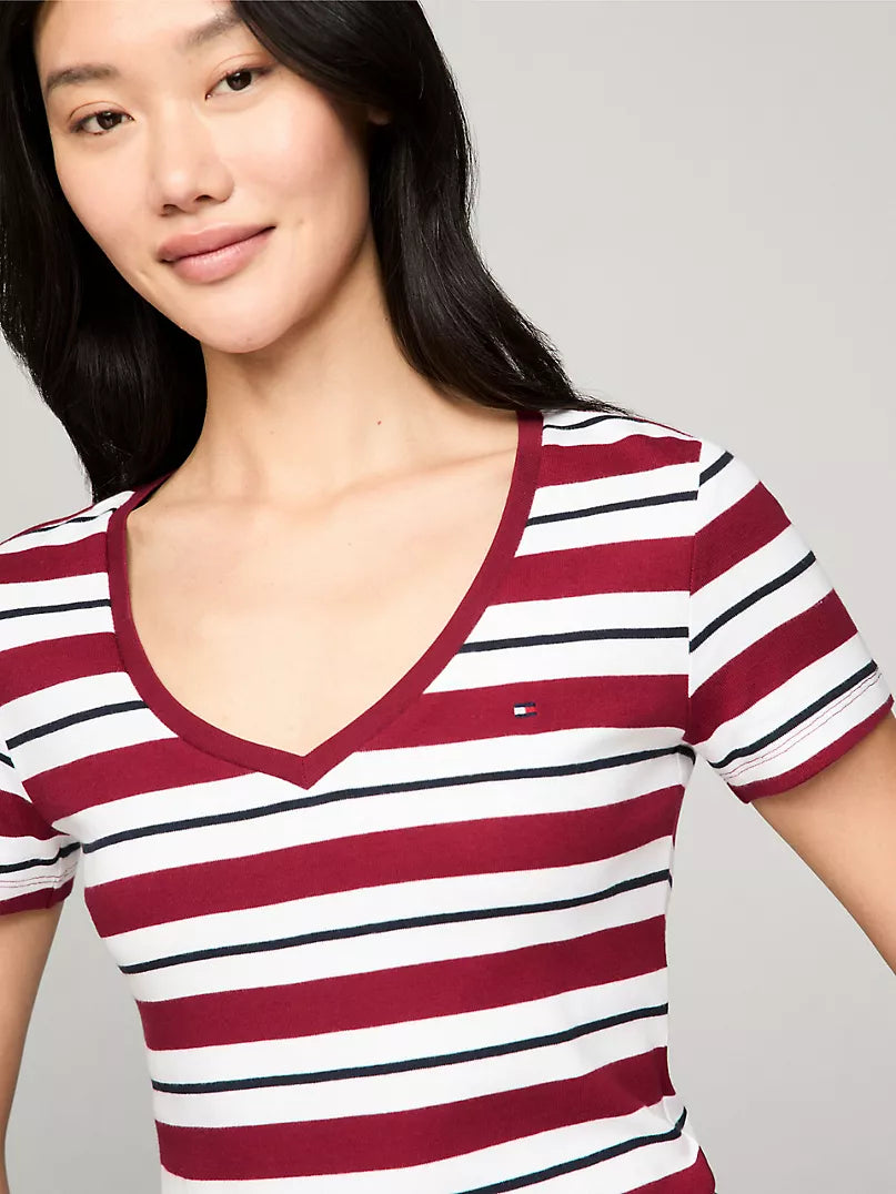 Tommy Hilfiger-Stripe V-Neck Favorite T-Shirt