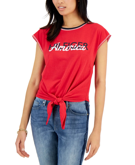 Camiseta con lazo frontal para mujer de Tommy Hilfige