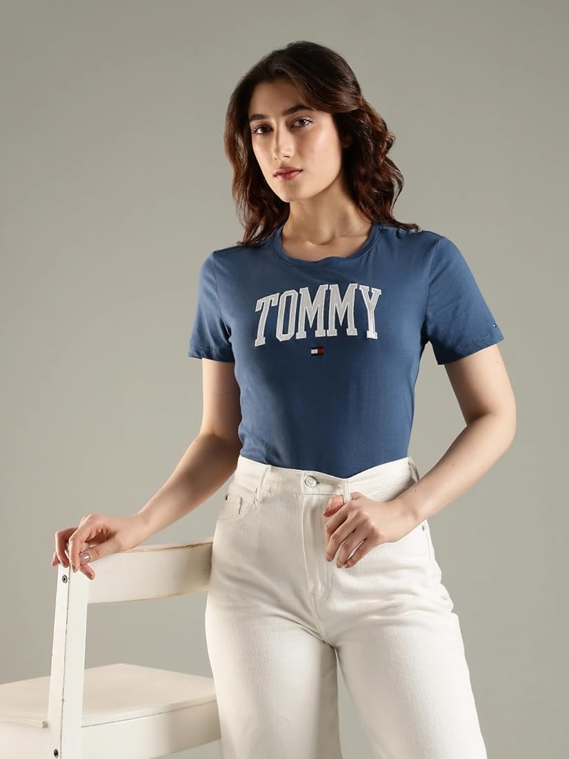 TOMMY HILFIGER-Embroidered Logo Regular Fit Cotton T-Shirt