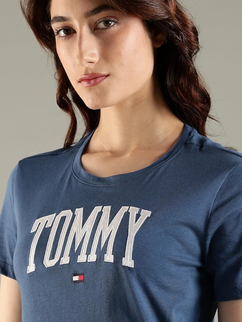 TOMMY HILFIGER-Embroidered Logo Regular Fit Cotton T-Shirt