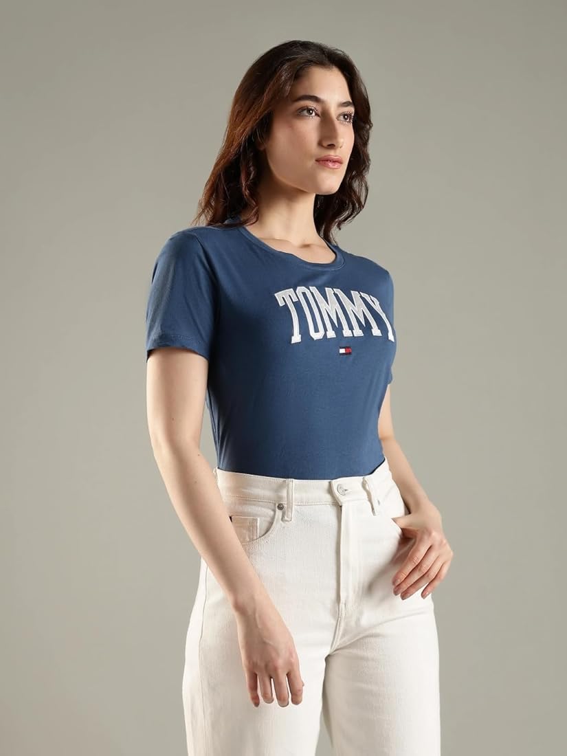 TOMMY HILFIGER-Embroidered Logo Regular Fit Cotton T-Shirt