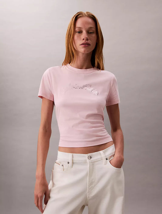 Calvin Klein Slim Cotton Modal Foil Logo Tee Women’s