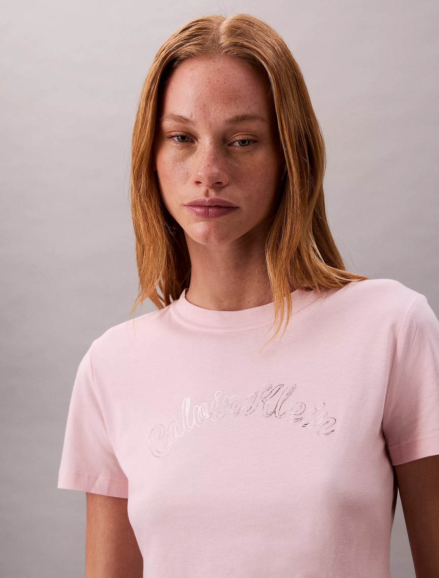 Calvin Klein Slim Cotton Modal Foil Logo Tee Women’s