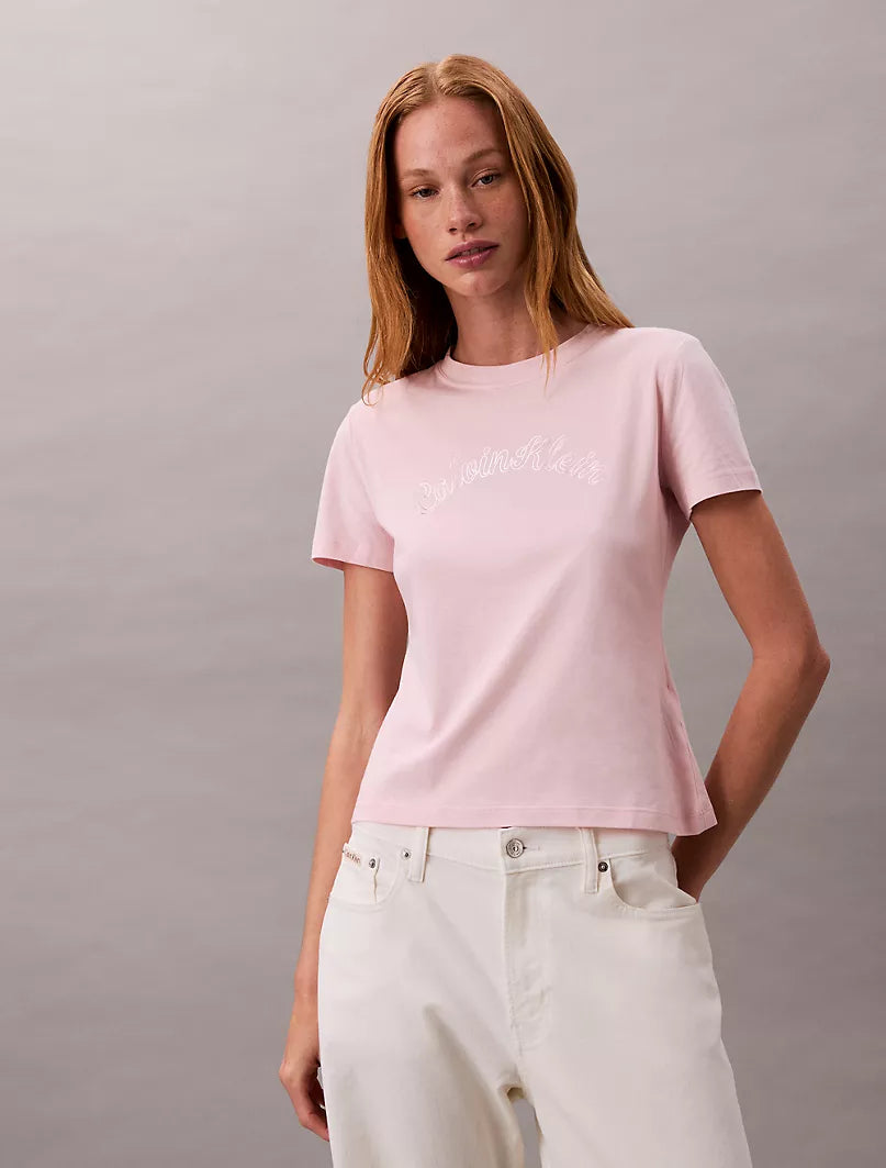 Calvin Klein Slim Cotton Modal Foil Logo Tee Women’s