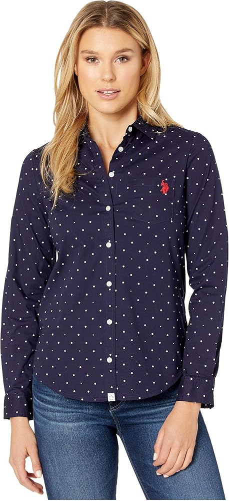 U.S. Polo Assn. Long Sleeve Dot Stretch Poplin Shirt