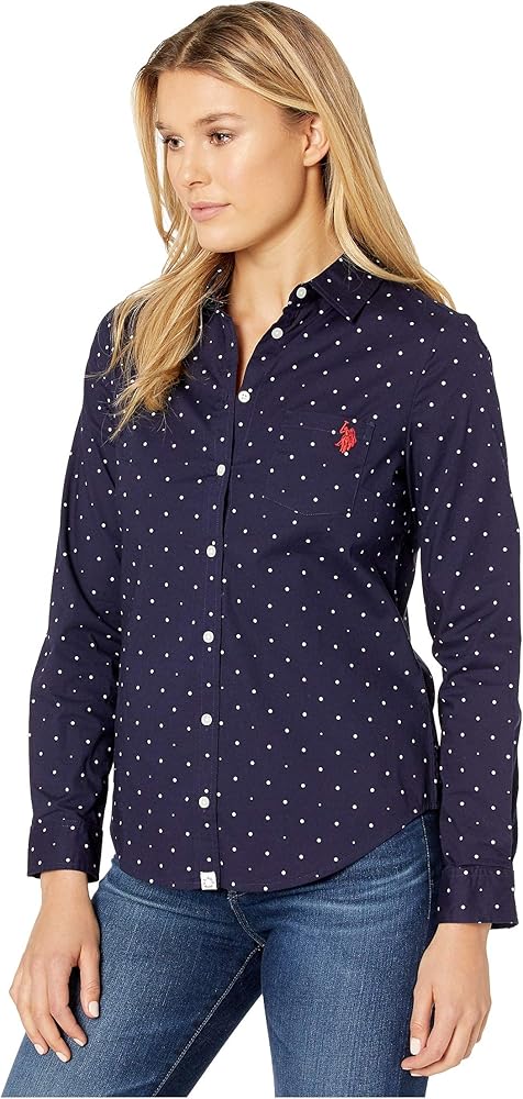 U.S. Polo Assn. Long Sleeve Dot Stretch Poplin Shirt