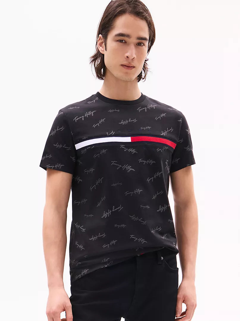 Tommy Hilfiger Signature Flag Stripe Logo T- Shirt Tommy Hilfiger
