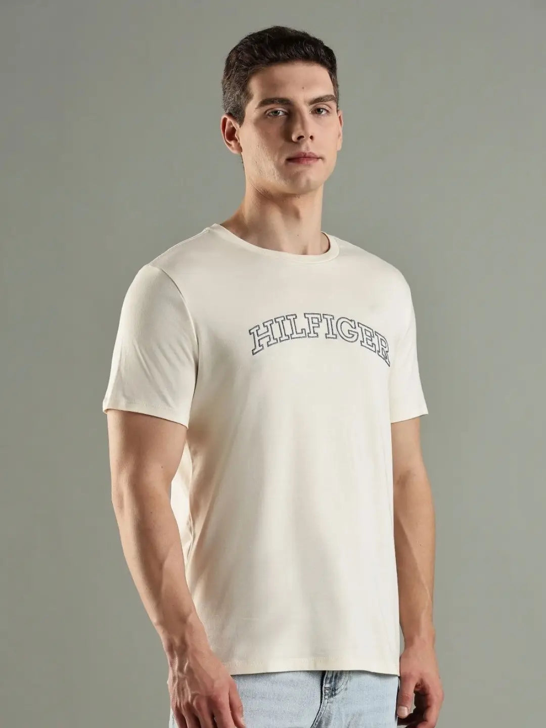 Tommy Hilfiger Brand Logo Printed Embroidered Round Neck Cotton Regular Fit Casual T-Shirt