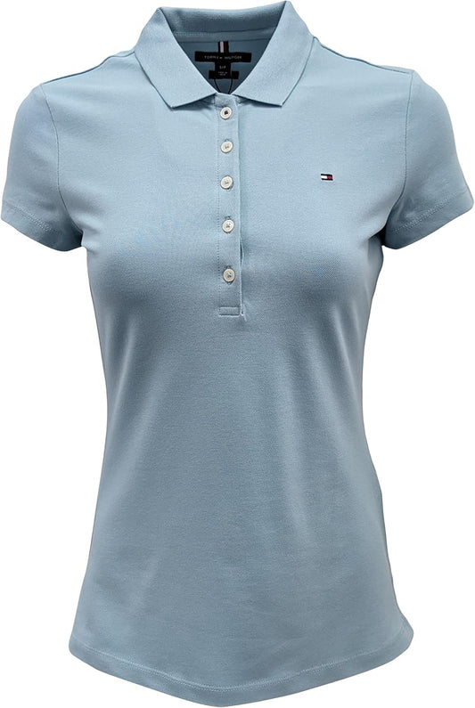 Polo Tommy Hilfiger Slim Fit para mujer (talla pequeña, aguamarina