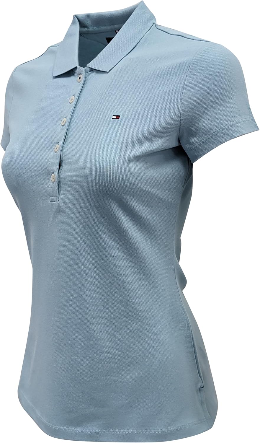 Polo Tommy Hilfiger Slim Fit para mujer (talla pequeña, aguamarina