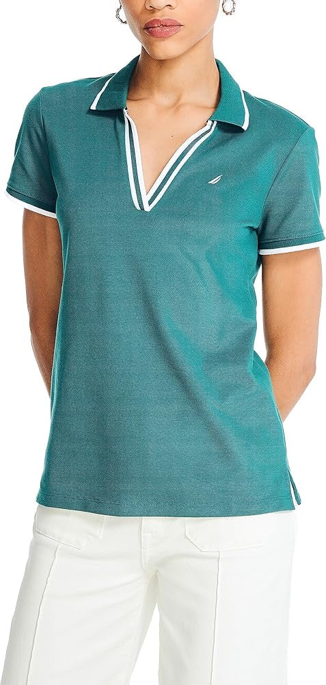 Nautica Polo oceánico de cuello dividido para mujer