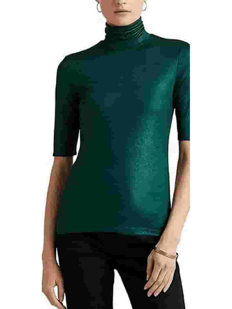 Ralph Lauren Jersey de Mujer con Cuello Alto y Cuadros Escoceses,